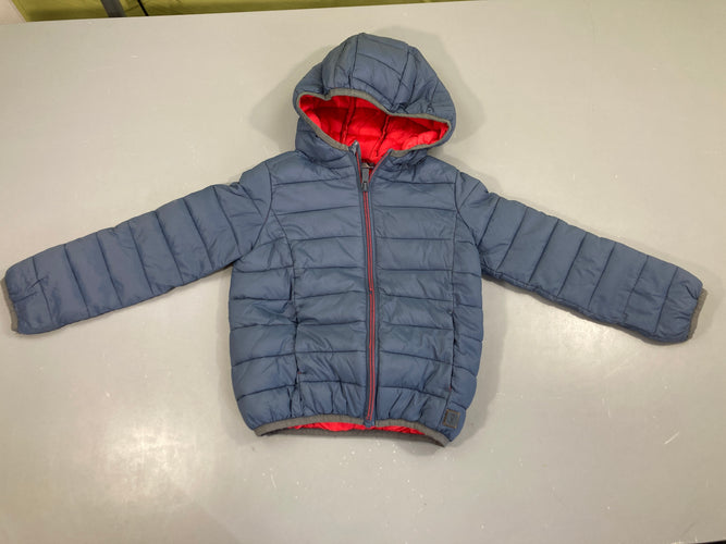 Doudoune light zippée bleu/gris à capuche, moins cher chez Petit Kiwi