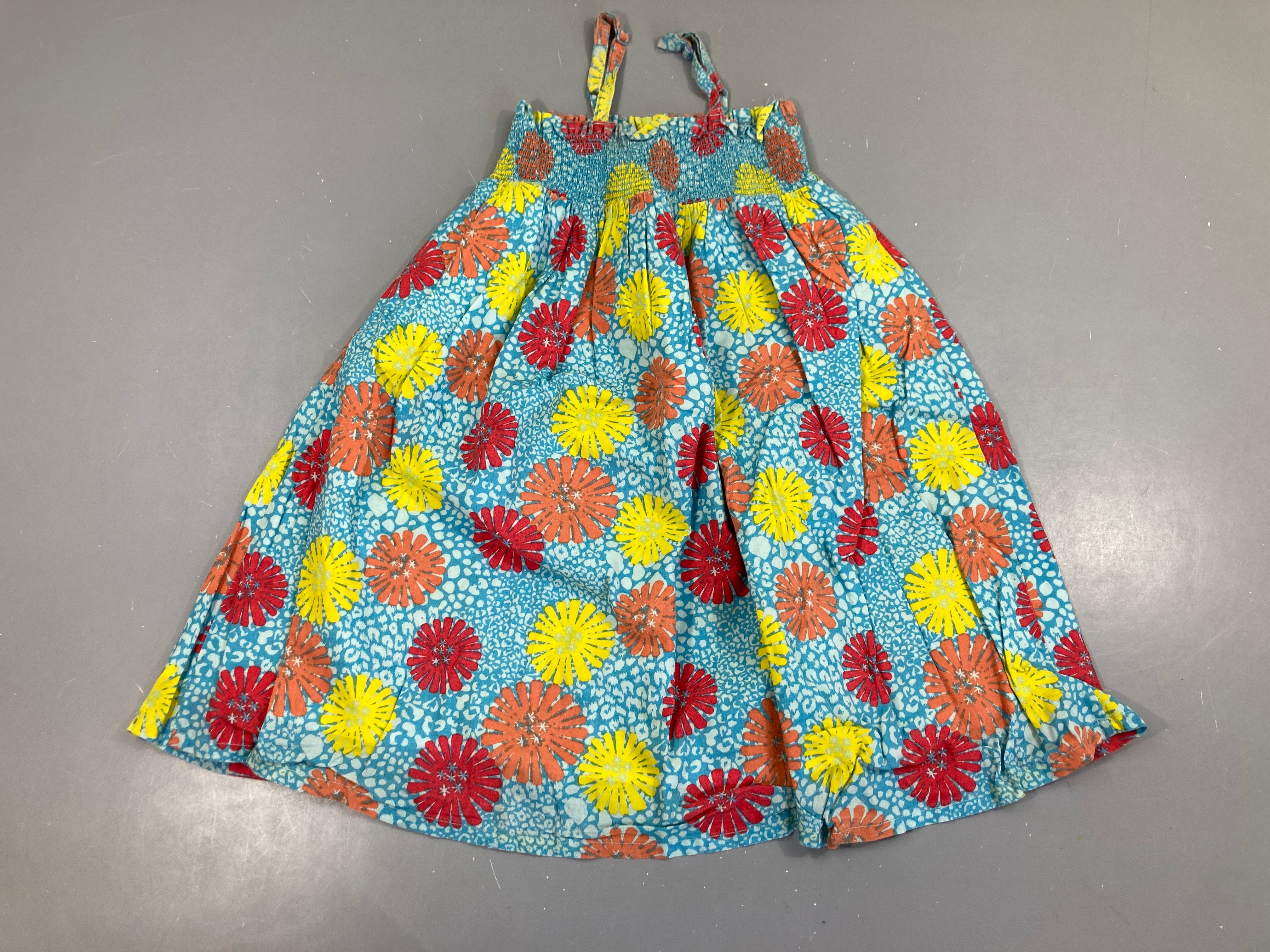 Robe fines bretelles s.mockée bleue fleurie