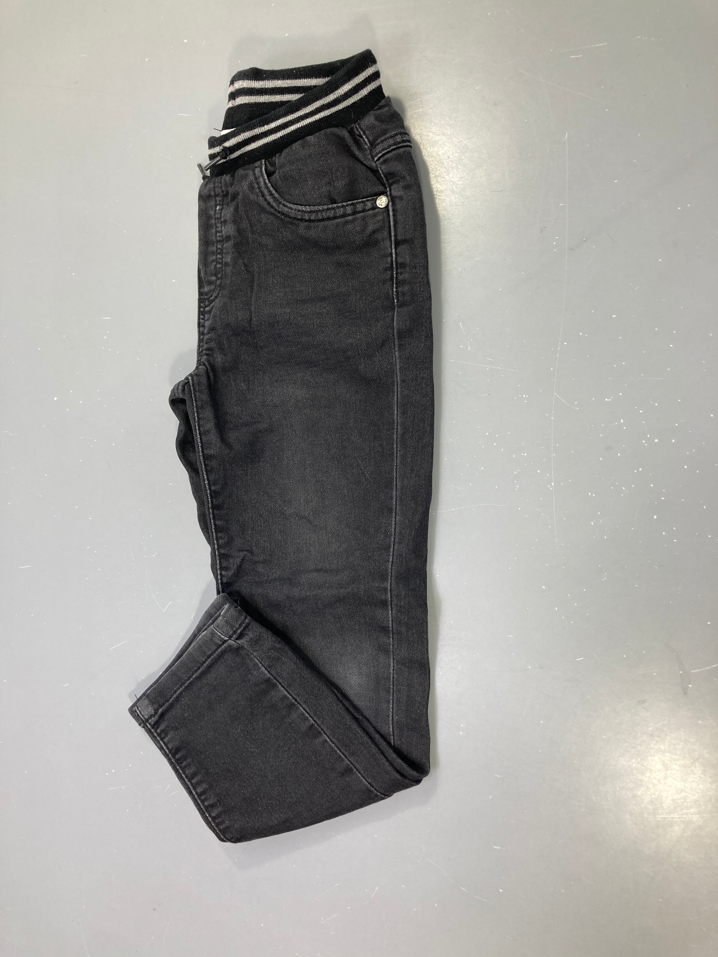 Pantalon jean gris foncé taille élastique rayures