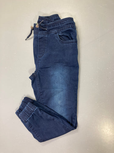 Pantalon jean bleu foncé jogging taille élastique, moins cher chez Petit Kiwi