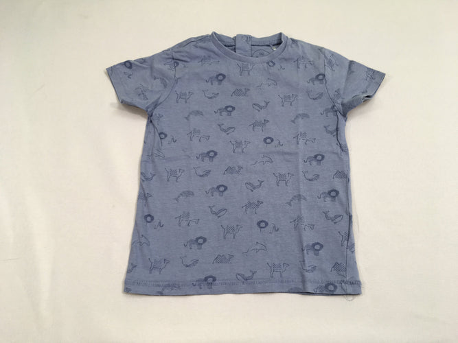 T-shirt m.c bleu animaux, moins cher chez Petit Kiwi
