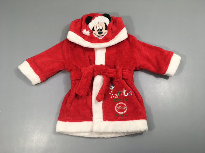 Peignoir velours rouge à capuche Santa Mickey, moins cher chez Petit Kiwi