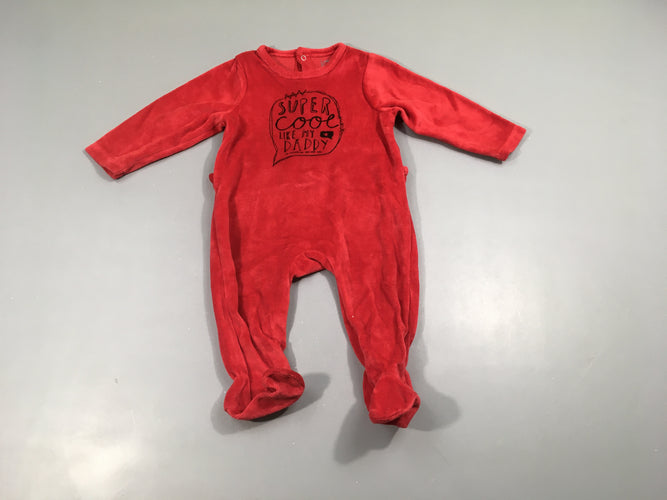 Pyjama velours rouge Super cool, moins cher chez Petit Kiwi