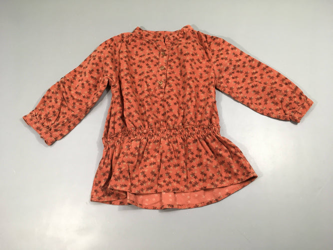 Robe m.l velours côtelé rouille fleurs, moins cher chez Petit Kiwi