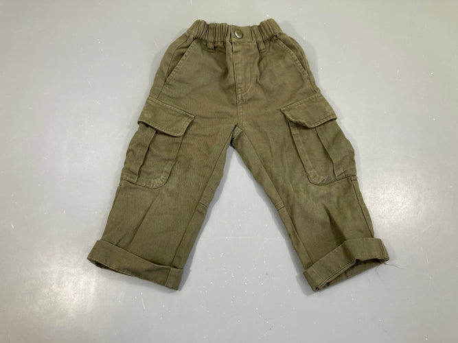 Pantalon cargo toile kaki, moins cher chez Petit Kiwi