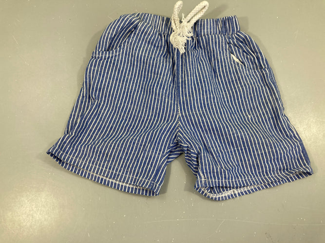 Bermuda coton bleu rayé blanc, moins cher chez Petit Kiwi