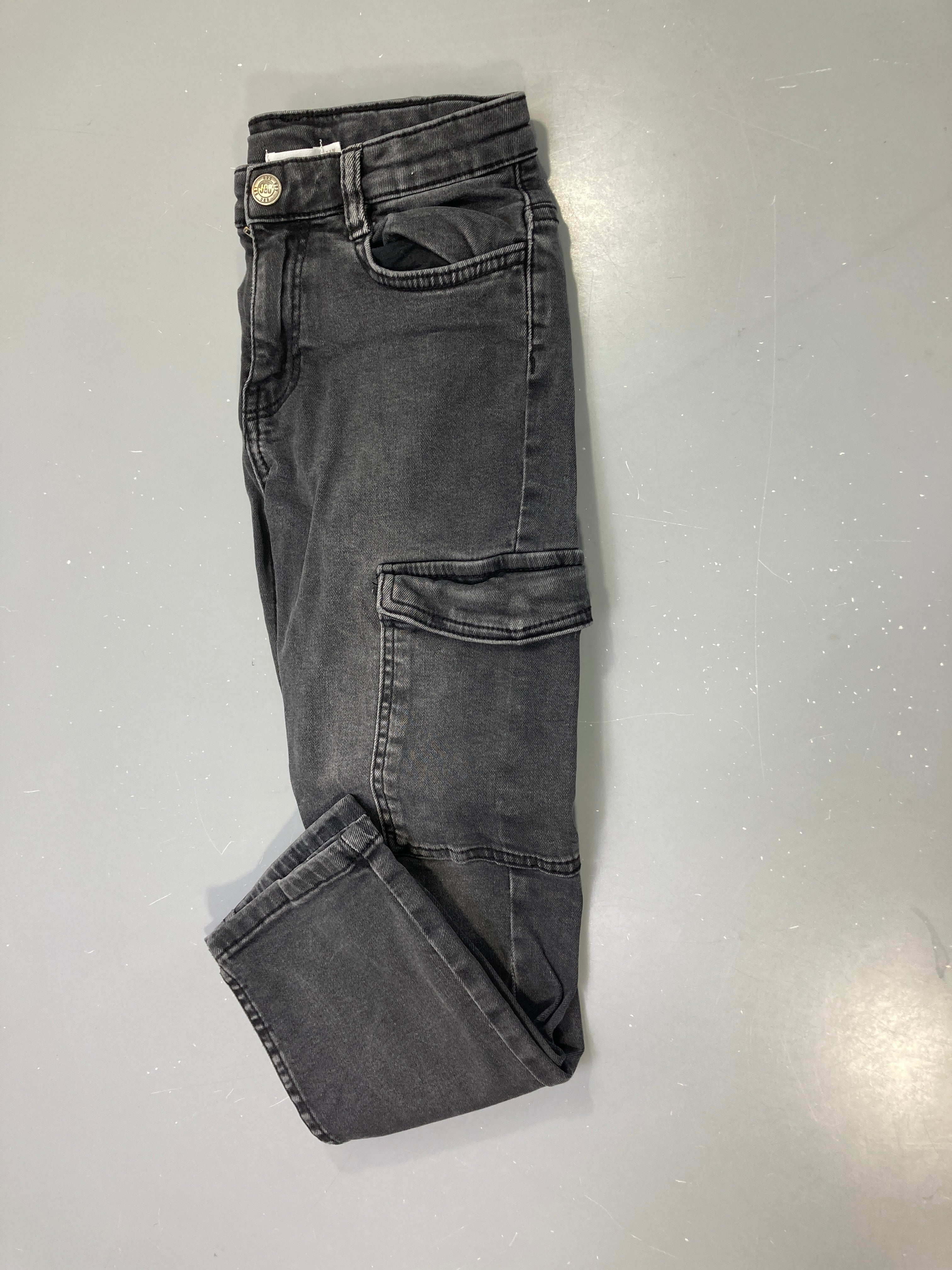 Pantalon cargo gris anthracite délavé