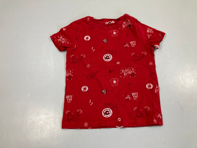 T-shirt m.c rouge musique, moins cher chez Petit Kiwi