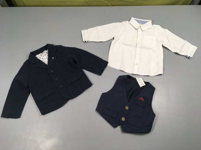 Ensemble 3 pièces blanc-bleu foncé, moins cher chez Petit Kiwi