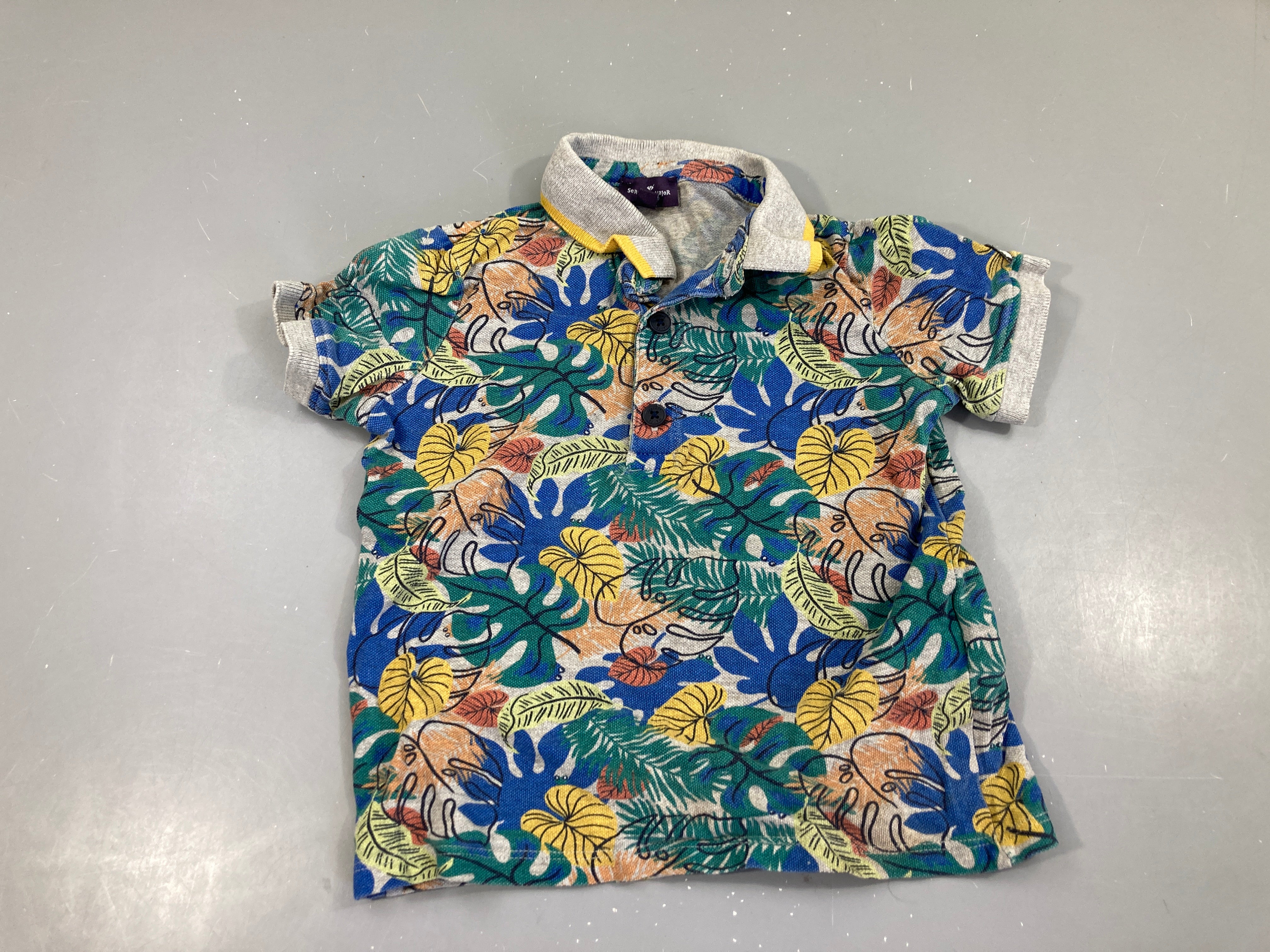Polo m.c gris chiné feuilles