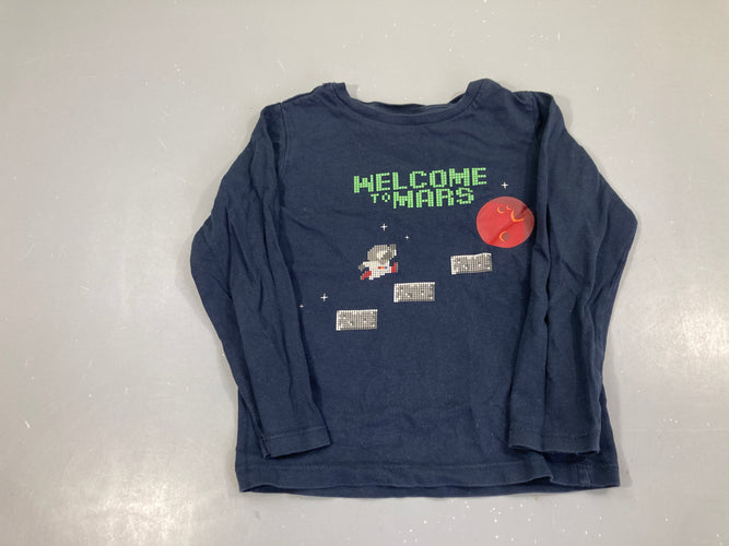 T-shirt m.l bleu marine mars, moins cher chez Petit Kiwi