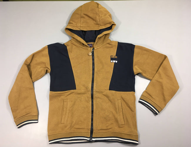 Sweat zippé à capuche ocre-bleu chiné M, moins cher chez Petit Kiwi