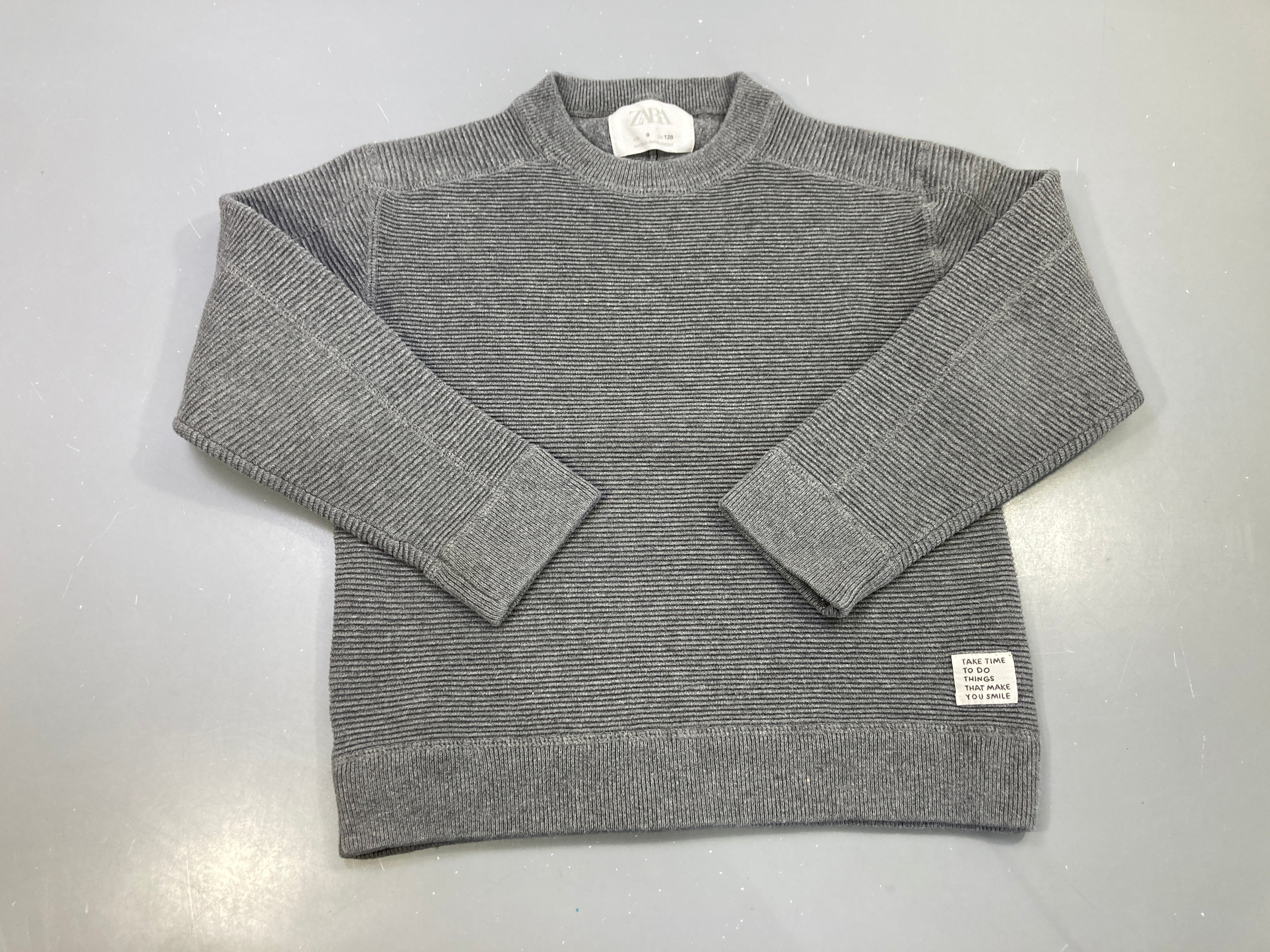 Pull côtelé gris chiné Légèrement bouloché