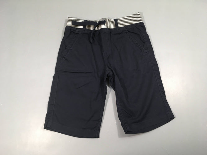 Bermuda bleu foncé taille élastique blanc ligné bleu, moins cher chez Petit Kiwi