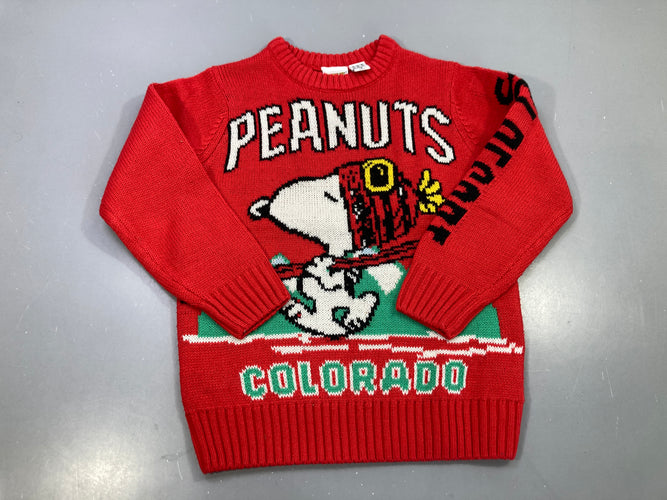 Pull rouge motif Snoopy Peanuts ski, Colorado Légèrement bouloché, moins cher chez Petit Kiwi