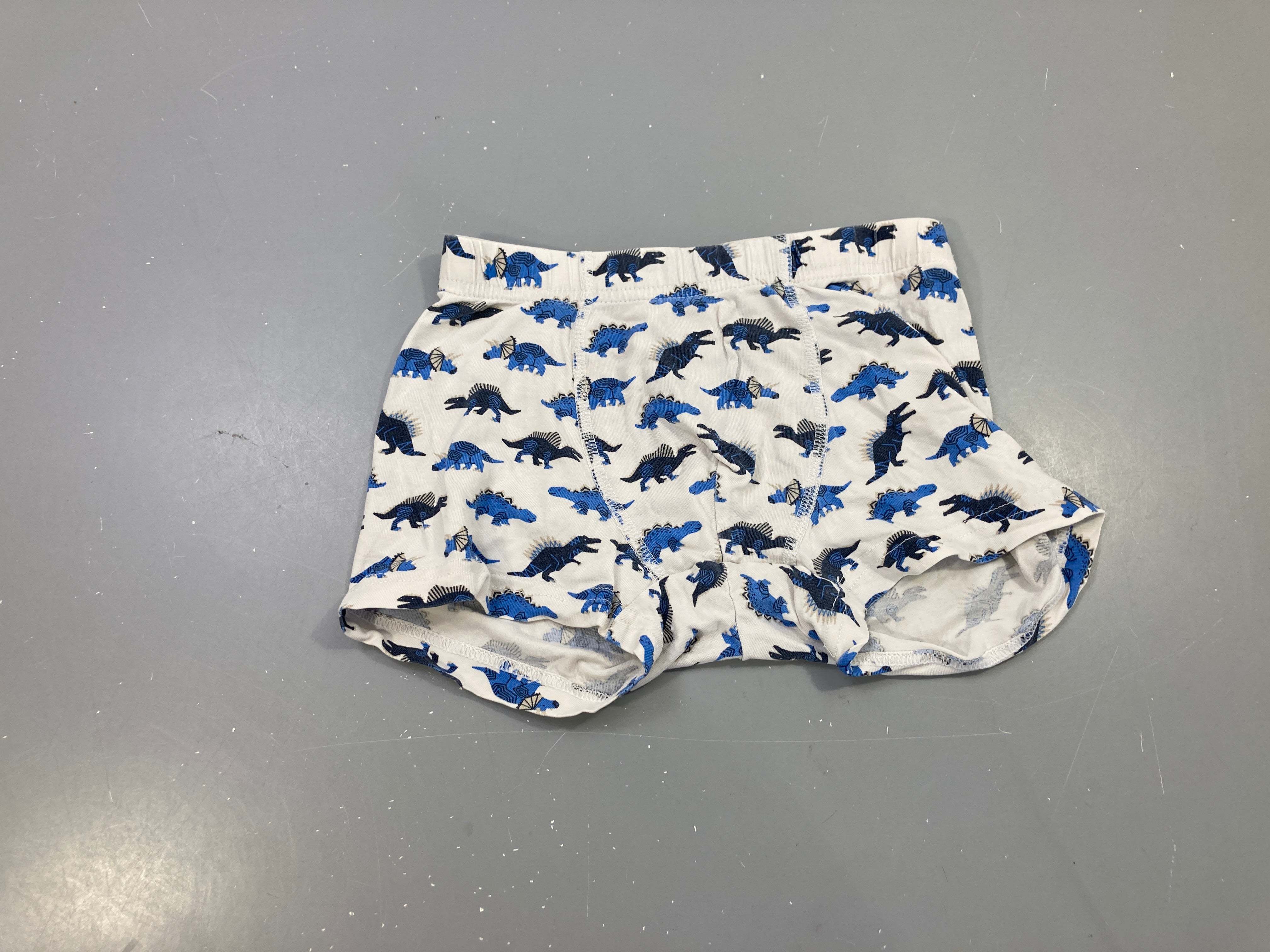 Boxer blanc motif dinosaures bleus