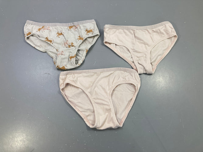 Lot de 3 culottes, imprimé chevaux et unies rose pâle, moins cher chez Petit Kiwi