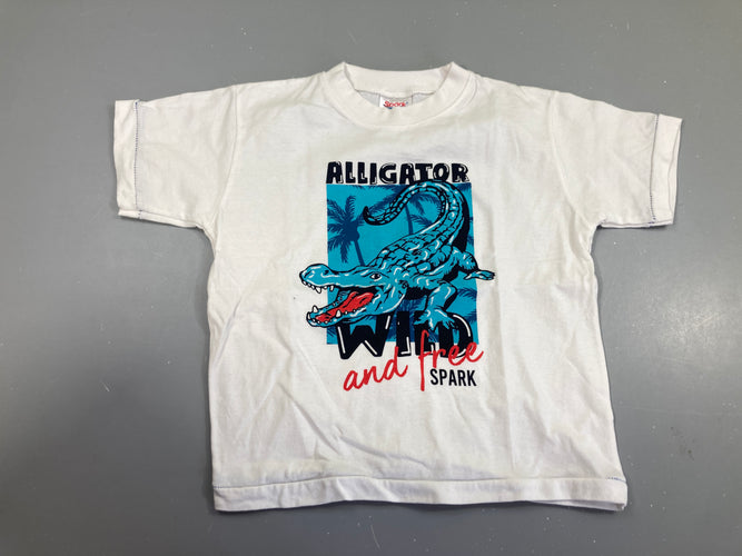 T-shirt m.c blanc alligator, moins cher chez Petit Kiwi