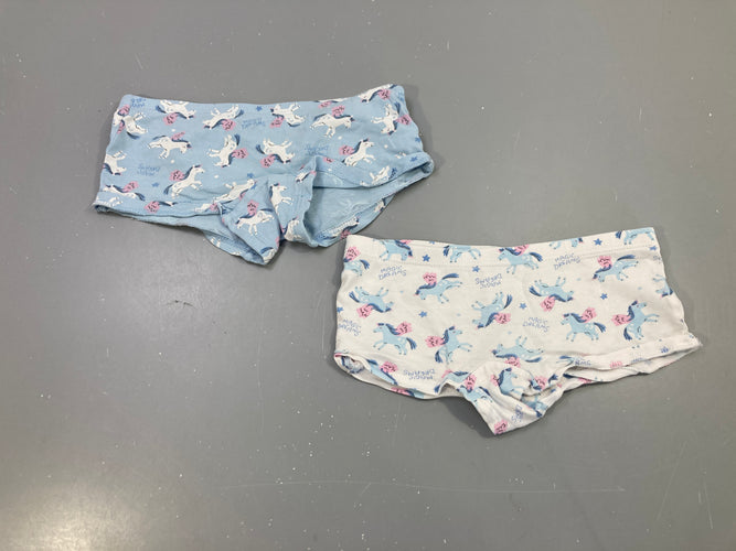 Lot de 2 shortys imprimé licornes bleu et blanc, Magic Dreams, moins cher chez Petit Kiwi