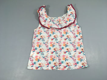Blouse s.m blanche fleurie bleu-orangé