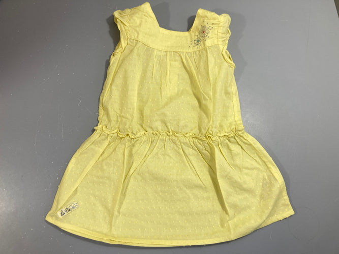 Robe m.c jaune plumetis broderies fleur, moins cher chez Petit Kiwi