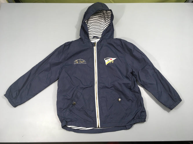 Veste coupe vent à capuche bleu foncé Expedition, moins cher chez Petit Kiwi