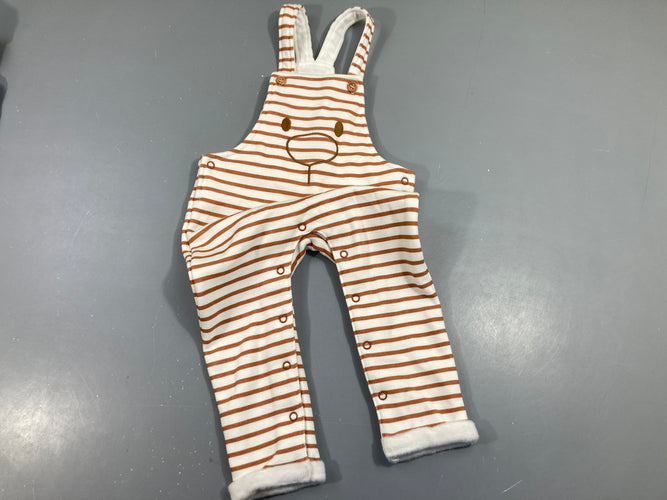 Salopette blanc ligné brun intérieur tout doux, moins cher chez Petit Kiwi