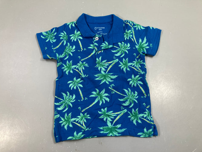 Polo m.c bleu vif avec palmiers, moins cher chez Petit Kiwi