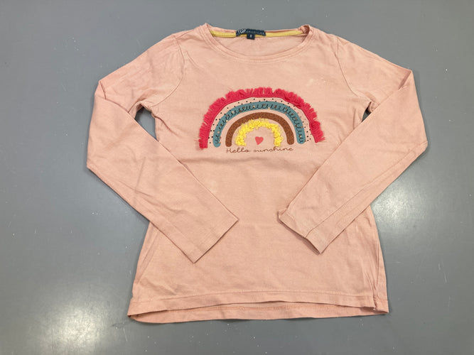 T-shirt m.l rose pâle, arc-en-ciel à franges, Hello sunshine, moins cher chez Petit Kiwi