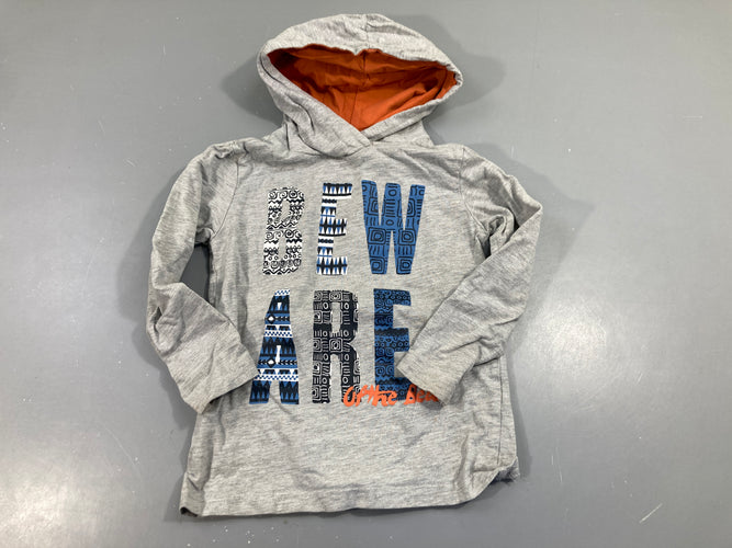 T-shirt m.l à capuche gris clair BEWARE, moins cher chez Petit Kiwi