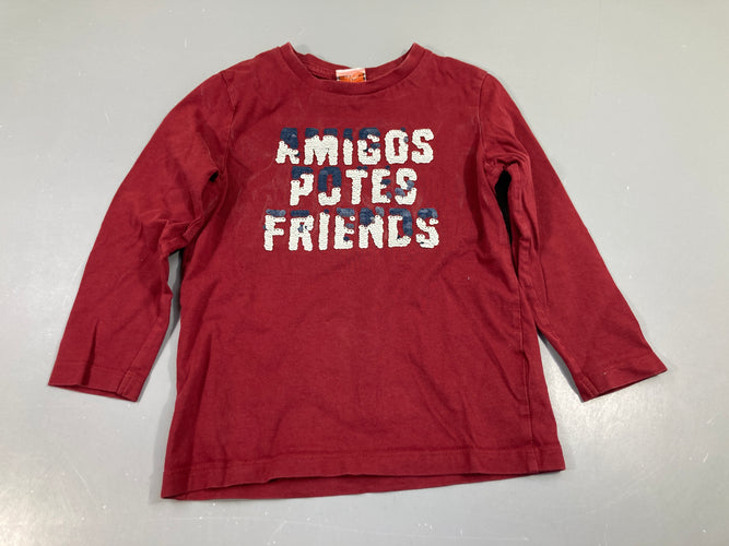 T-shirt m.l bordeau , amigos potes friends, moins cher chez Petit Kiwi