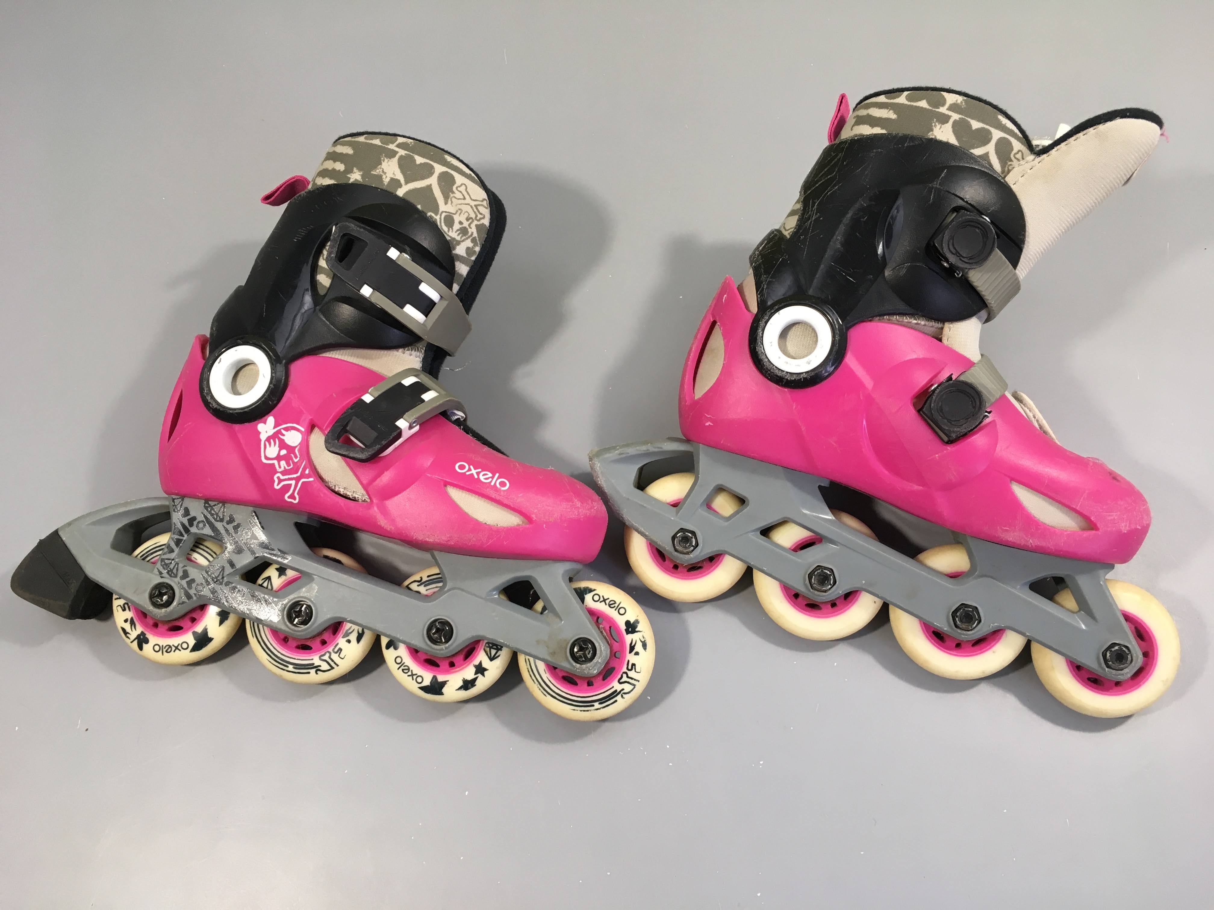 Oxelo-Rollers roses Griffés 28-30