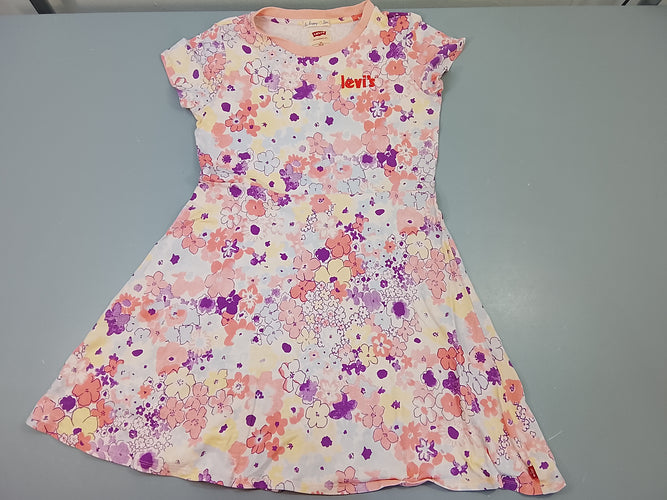 Robe m.c blanche à fleurs pastel, moins cher chez Petit Kiwi