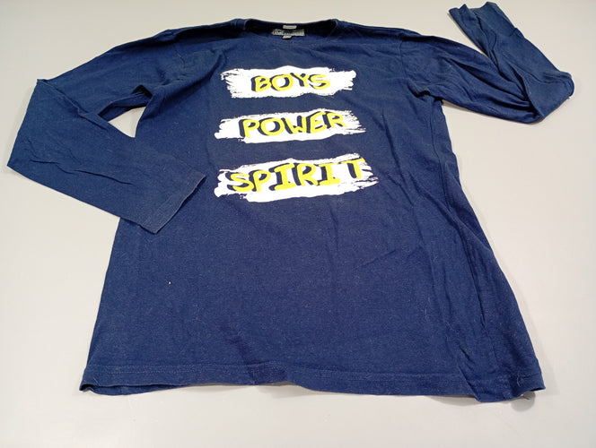T-shirt m.l bleu marine  "Boys power spirit", moins cher chez Petit Kiwi