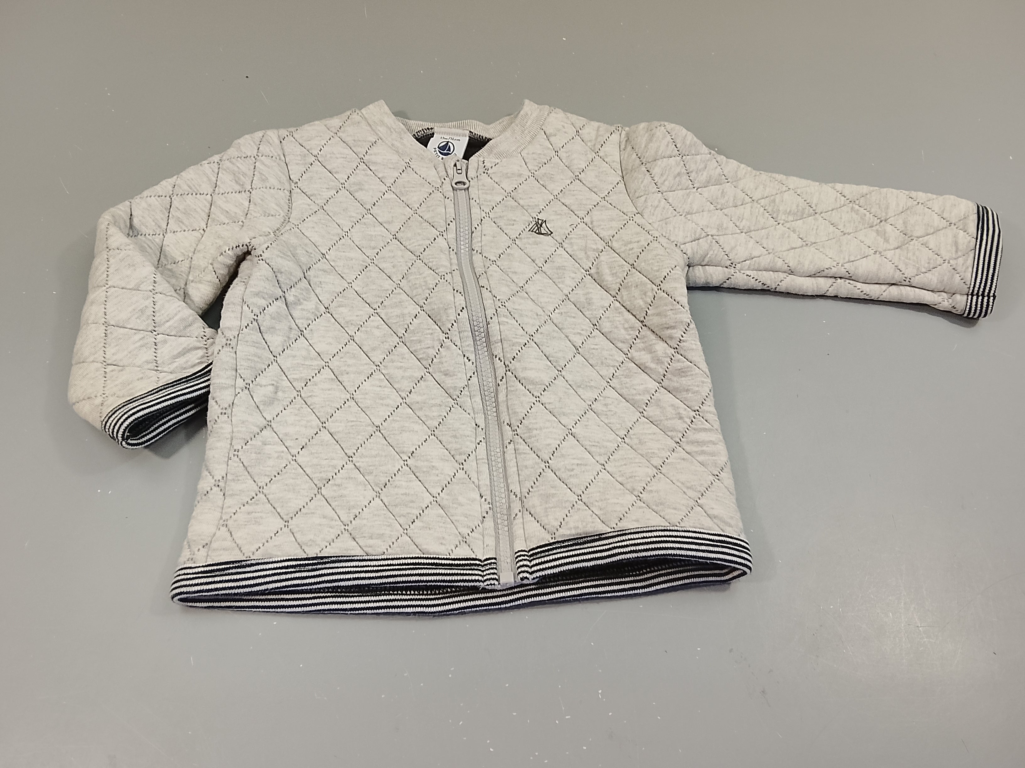 Sweat zippé effet matelassé gris chiné