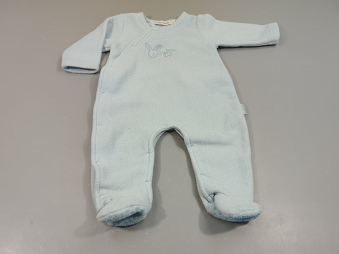 Pyjama velours Little Cockney bleu clair , tête de lapin. Un peu bouloché, moins cher chez Petit Kiwi