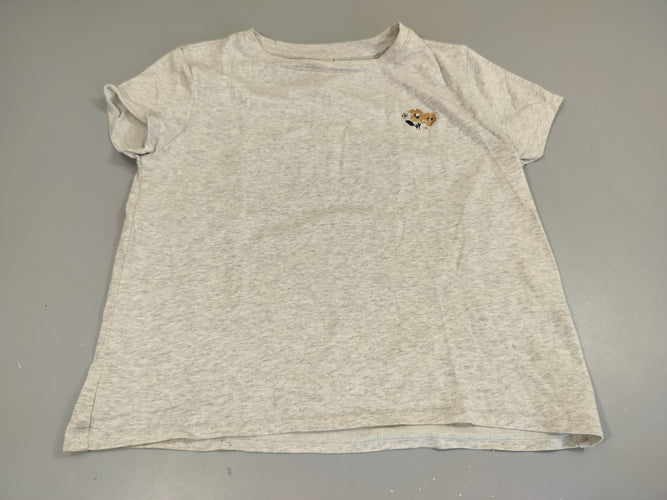 T-shirt m.c gris clair flammé, fleurs dorées, moins cher chez Petit Kiwi