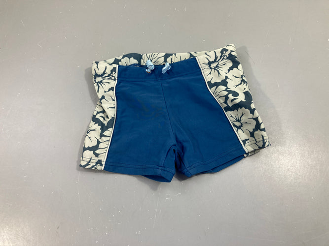 Maillot bleu /fleurs, moins cher chez Petit Kiwi