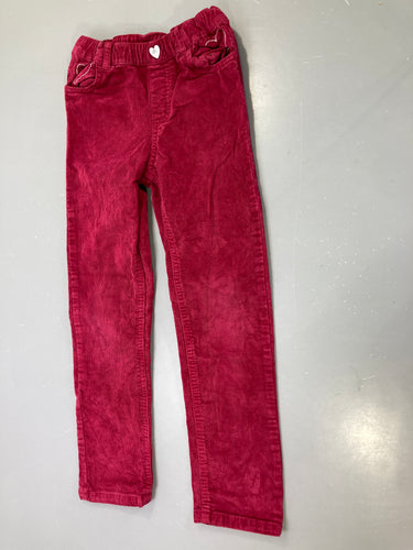 Pantalon velours côtelé bordeaux, poche coeur, moins cher chez Petit Kiwi