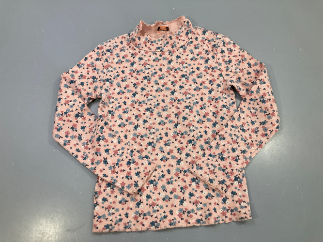 T-shirt m.l col montant rose fleuri bleu et rose, moins cher chez Petit Kiwi