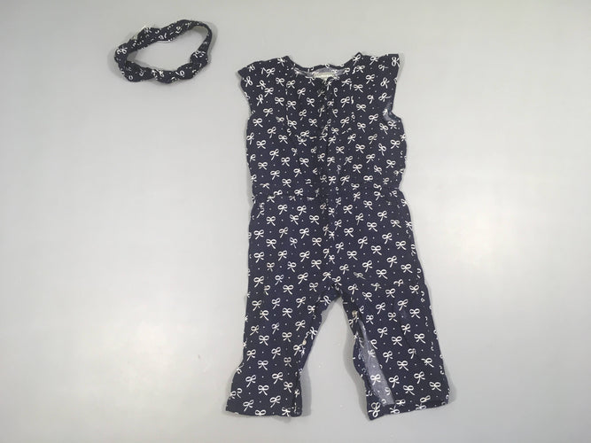 Combinaison m.c bleu foncé noeud + bandeau, moins cher chez Petit Kiwi