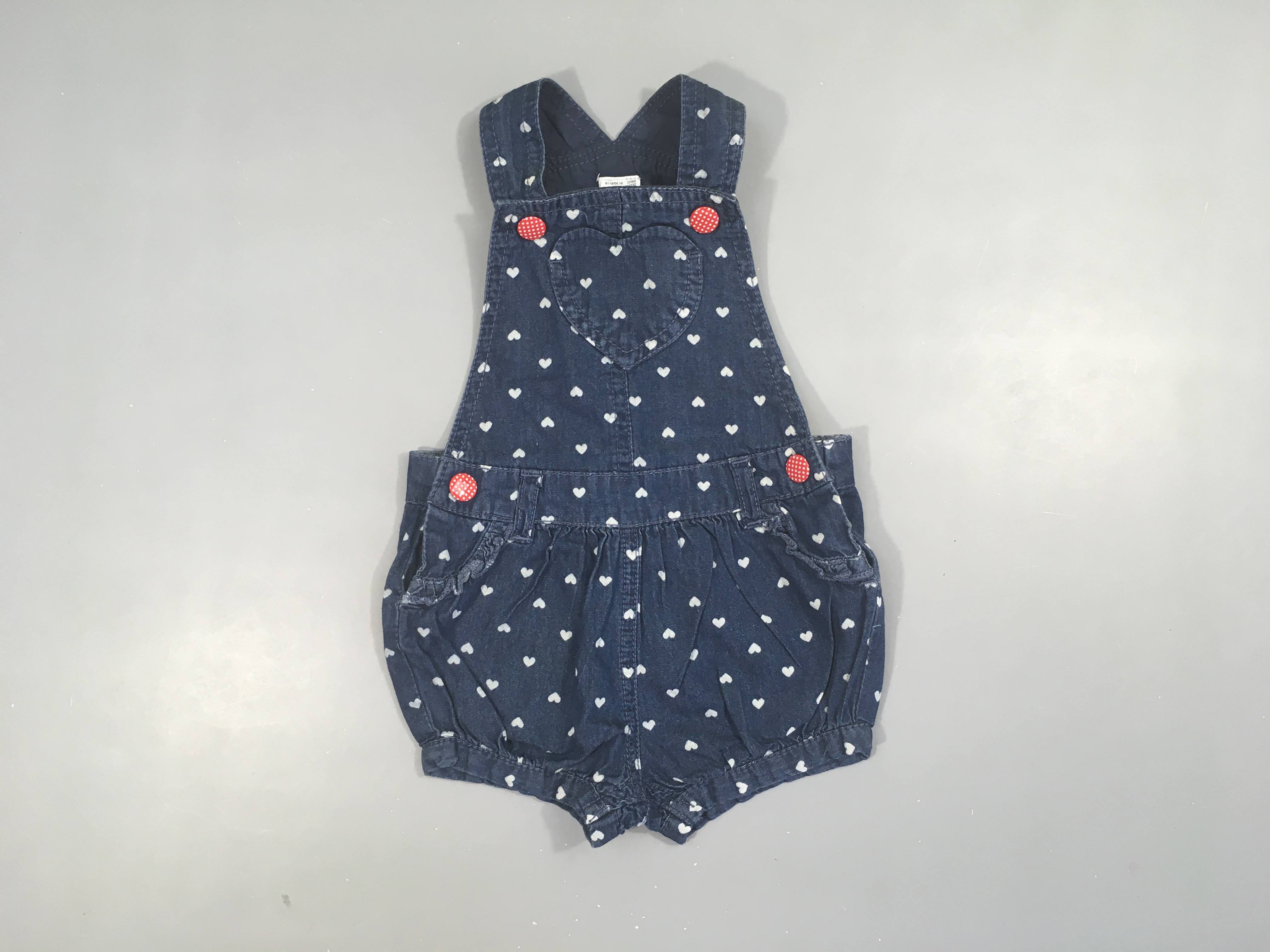 Salopette short denim coeurs