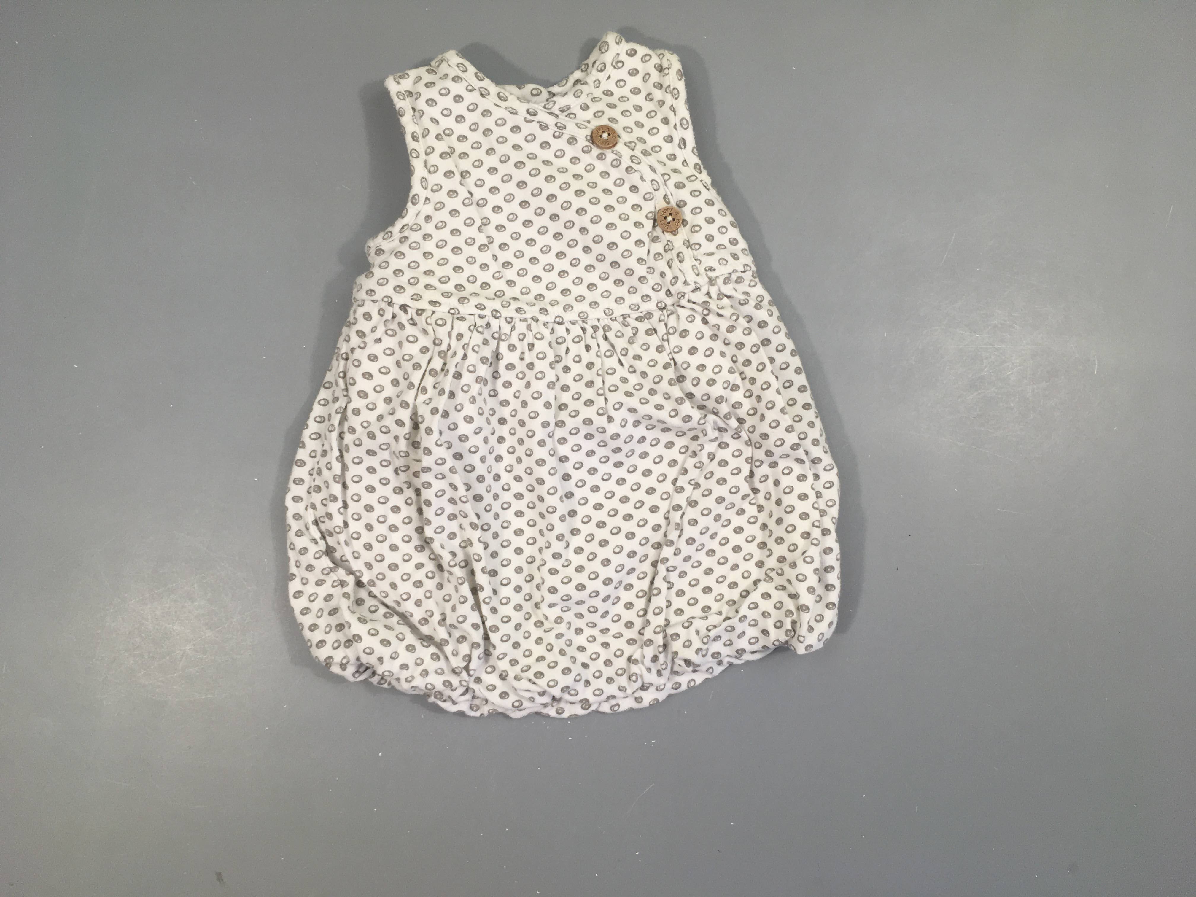 Robe boule s.m jersey blanc pois gris boutons