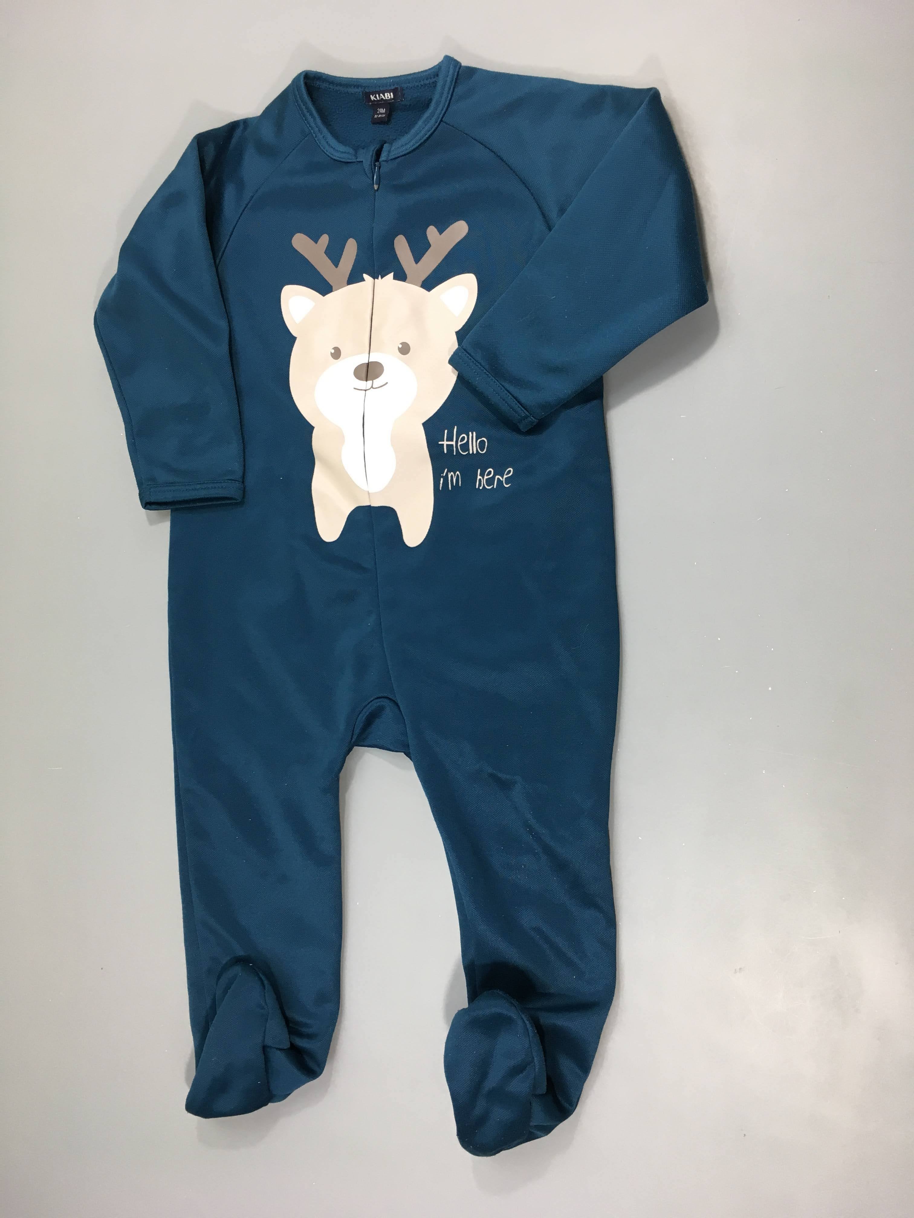 Surpyjama bleu animal Hello i'm here