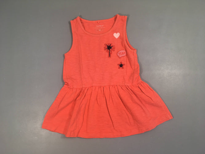 Robe s.m jersey corail flammé palmiers, moins cher chez Petit Kiwi