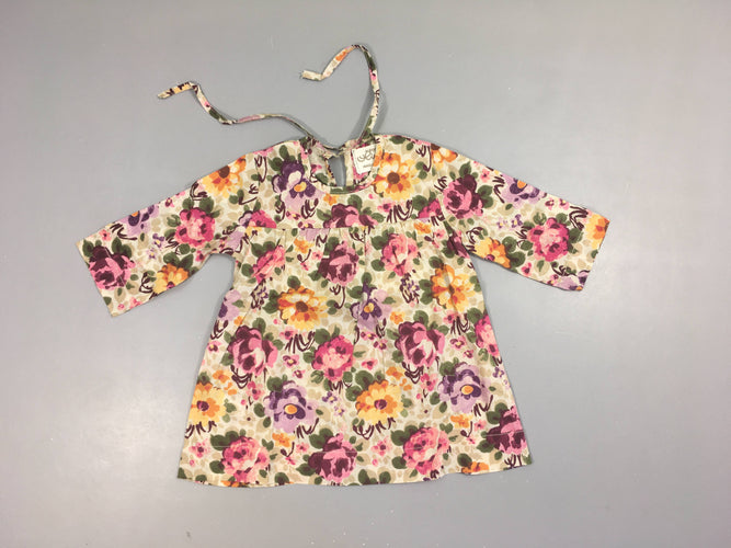 Robe m.l beige fleurs mauve/rose/jaune sisco olive, moins cher chez Petit Kiwi