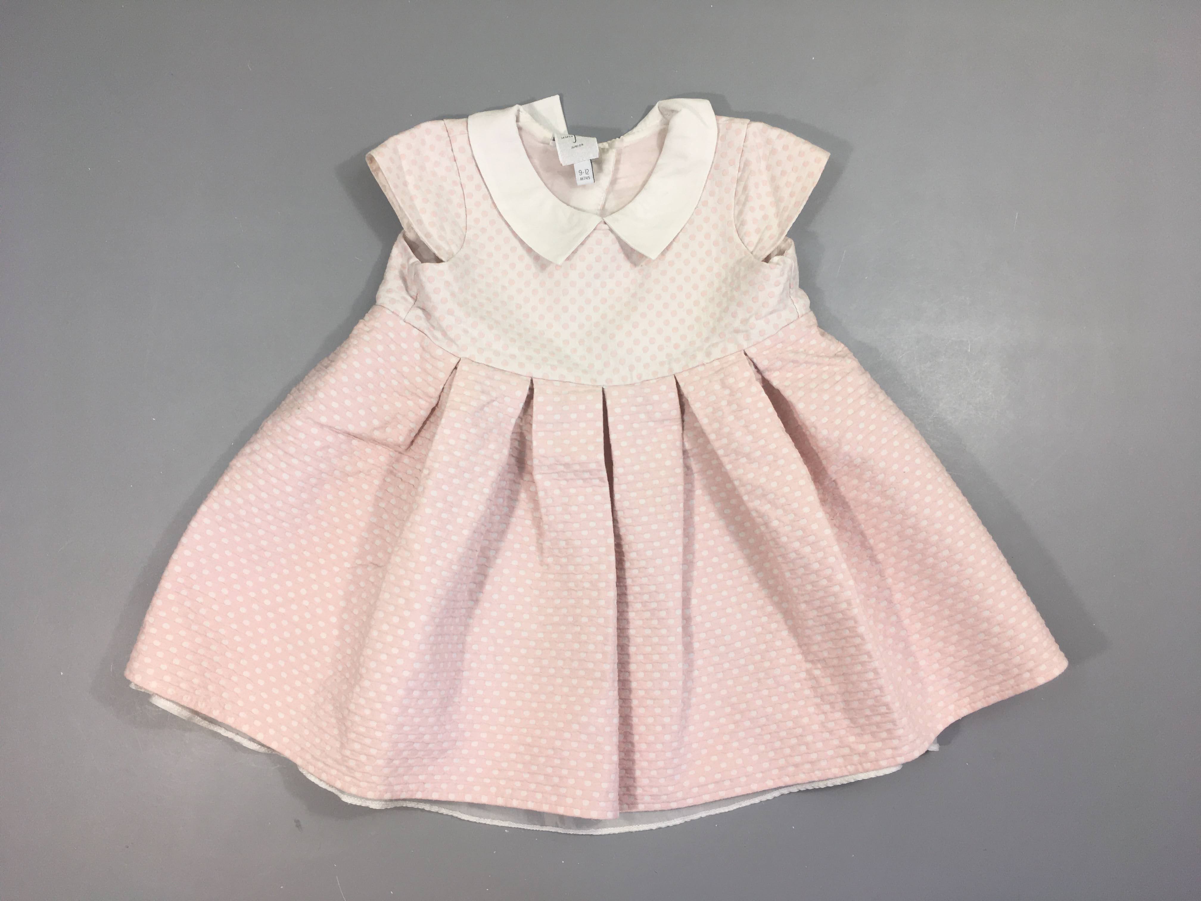 Robe m.c blanc/rose pois col Jasper Conran