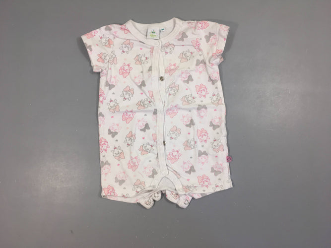 Combishort m.c jersey blanc aristochat Marie, légèrement bouloché, moins cher chez Petit Kiwi