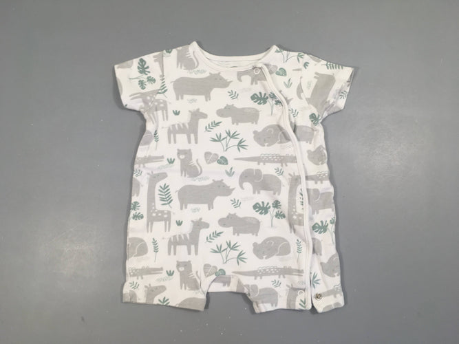 Combishort m.c jersey blanc motifs animaux, moins cher chez Petit Kiwi