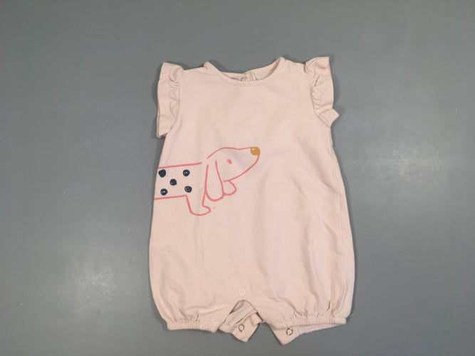 Combishort m.c jersey rose pâle chien, légèrement bouloché, moins cher chez Petit Kiwi